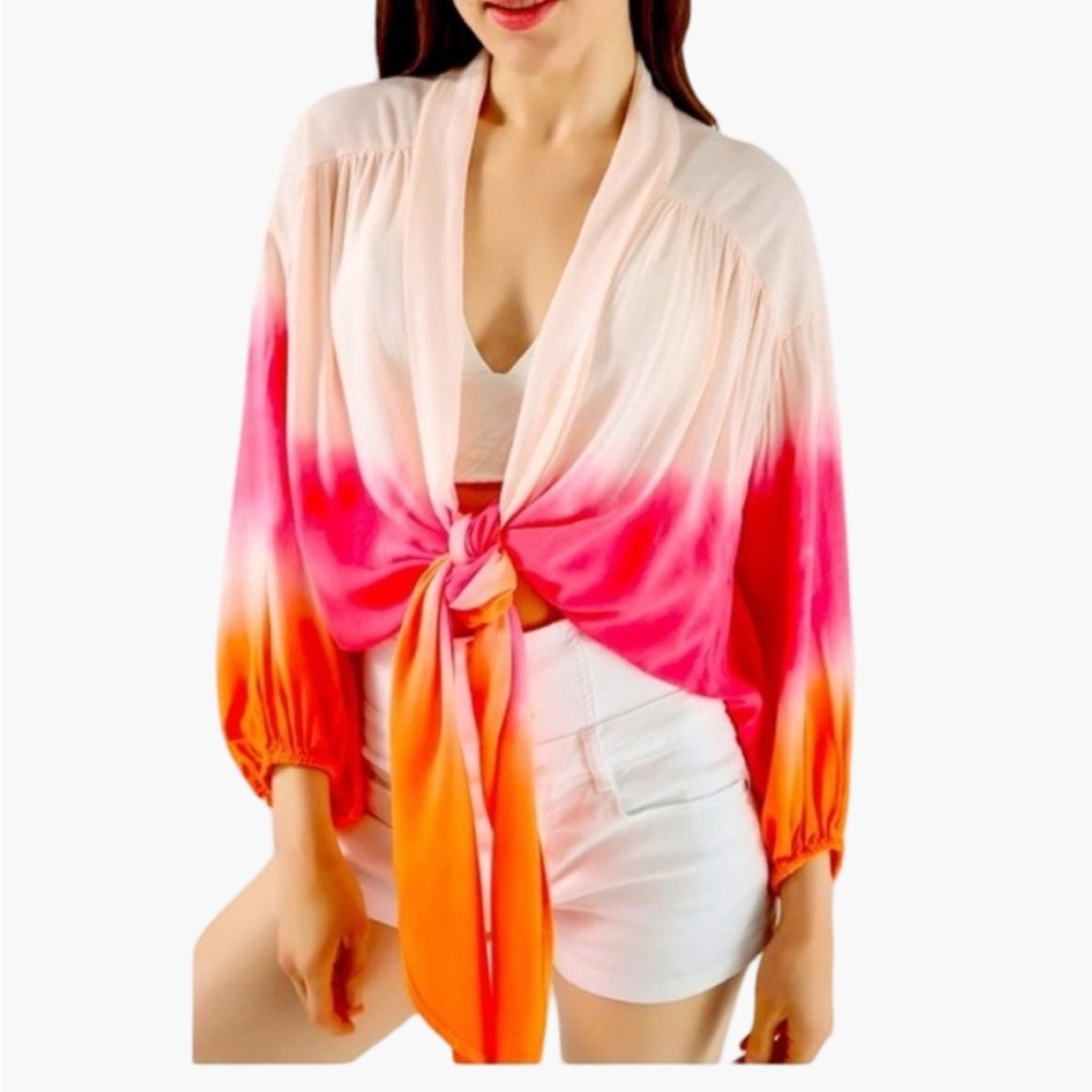 YOUNG FABULOUS & BROKE Kimono Tie Dye Top